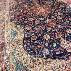Area Rug, Wool, Traditional, Oblong Medallion Design in Blue, Red, Cream, Sku: 033645