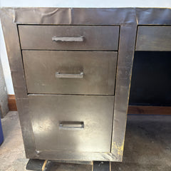 Restoration Hardware, Metal Wrapped Desk with Aged Patina, 7 Drawers, Sku 033351