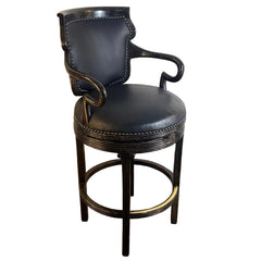 Set of Three Ferguson Copeland Swivel Barstools, Black Leather Cushions, Printed Zebra Cowhide on Back, Sku 033700