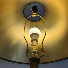 Handcrafted Wrought Iron Table Lamp with Paper Shade in a Burnished Finish, Sku 033901