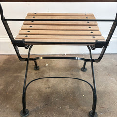 Janus et Cie Set of 5 Garden Chairs, 2 Arm and 3 Side Chairs, Wood and Steel, Foldable, Sku 033944