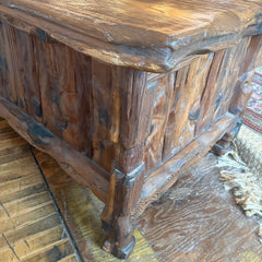 Oversized Log Cabin Style Rustic Carved Wood Desk, Sku 033852