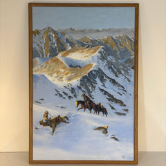 Original Acrylic on Canvas Signed by Artist, Kuhn - 1992 Described as Rocky and Snowy Mountain Top, Sku 033448