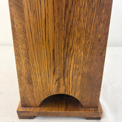Square Mission Style Table Lamp Oak Base and Stained Glass Shade, Sku 033839