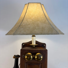 Old Fashioned Telephone Lamp with Faux Leather Shade, Sku 033974