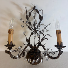 Pair of Vintage Crystal Bud Sconces, Sku 033736