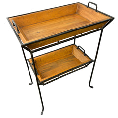 Double Tier Tray Table, Iron and Wood, Sku 033368