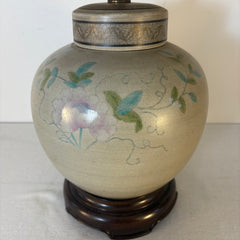 Wildwood Table Lamp, Crackle Finish on Porcelain, Bird and Floral Motif, Sku: 033428