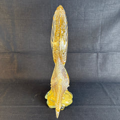 Pair of Art Glass Birds, Possibly Murano, Clear, White and Gold Speckles, 033871