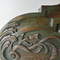 Pair of Wood Corbels, Olive Green with Ornate Acanthus Leaf Design, Sku: 033091