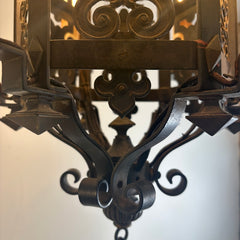 Vintage Spanish Revival Gothic Style Wrought Iron Pendant Light, Sku 033734
