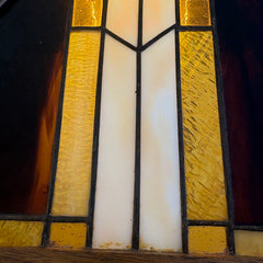 Mission Style Stained Glass Lamp Handmade Walnut Bases by Artist, John May, Sku: 033655