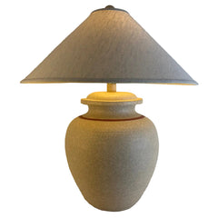 Pair of Southwestern Style Ceramic Jar Lamps, Broad Linen Shade, Sku 033948