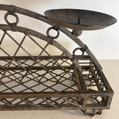 Iron Three Pillar Candle Holder with Arched Design, Sku: 033688