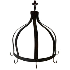 Demi-lune Iron Pot Rack with 5 hooks, Sku 033050
