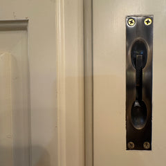 Set of Vintage Double Entry Doors with Leaded Glass & Brass Filagree Knob Plates, Sku 032990