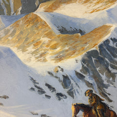 Original Acrylic on Canvas Signed by Artist, Kuhn - 1992 Described as Rocky and Snowy Mountain Top, Sku 033448