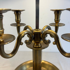Chapman For Visual Comfort Double Socket Bouillotte Lamp 4 Candle Arm Detail and Green Metal Shade, Sku 034124