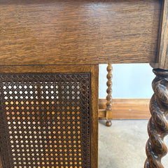 Stickley Bros. Co. Quarter Sawn Oak Antique Barley Twist & Cane Library Table/ Writing Desk, Sku 033771