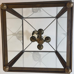 4-Light Exterior Antique Brass Lantern Style Pendant, Sku 033747