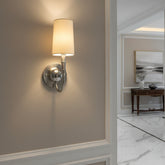 Visual Comfort "Elkins" Single Arm Wall Sconce in Silver Tones, Paper Shade, Sku: 033698