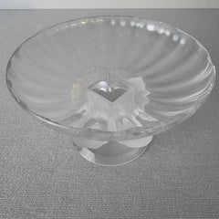 Lalique Crystal Compote Dish, Made in France, 4 Birds at Base, Sku: 033306