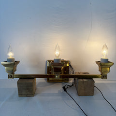 Vanity Light, Square Design, Three Socket, Brass, Sku: 033349