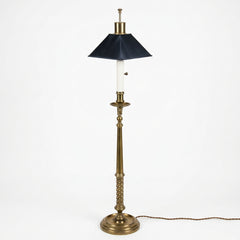 Chapman Floor Lamp, 1975, Candlestick Style, Square Black Shade, Adjustable, Sku 034074