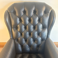 Hancock & Moore Black Leather Executive Desk Chair, Tufted Back and Seat, Swivel, Sku: 033709