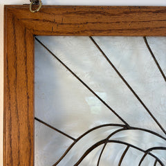 Handcrafted Art Glass Window in Oak Frame by John May, Sku 033904