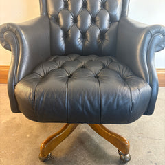 Hancock & Moore Black Leather Executive Desk Chair, Tufted Back and Seat, Swivel, Sku: 033709
