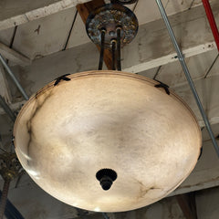 Alabaster Bowl Chandelier, Patina Finish and Acorn Finial, Sku: 033505