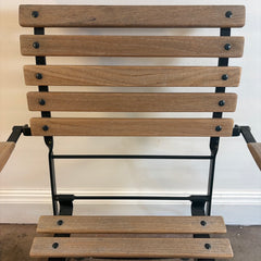 Janus et Cie Set of 5 Garden Chairs, 2 Arm and 3 Side Chairs, Wood and Steel, Foldable, Sku 033944