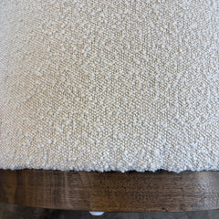 Pair of Four Hands Ivory Boucle Round Ottomans w/ Wood Base, Sku 033782