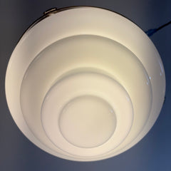 Rejuvenation Hardware Semi Flush Mount Art Deco Light Fixture w/ Tiered Milk Glass Globe, Sku 033993