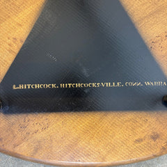 L. Hitchcock Brand Wood Tri Leg Stool Black, Gold and Natural Finish with Stencil Detail, Sku 033770