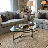 La Barge Coffee Table, Brass, Oval, Glass, Sku: S32148