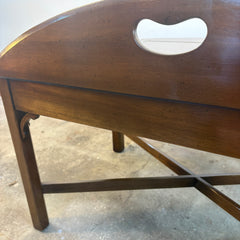 Kittinger Butler Tray Table, Wood Tray Top and Base are Individual Pieces, Four Sides are Hinged to Allow for Extra Serving Space