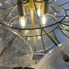 Pebble Glass Disk Chandelier on Gold Structure, Sku 033996