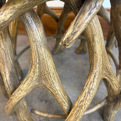 Faux Antler Footstool with Embossed Leather or Faux Leather Cushion, Sku: 033699