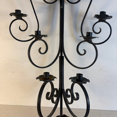 Wrought Iron Wall Sconce Scroll Motif Holds Eight Candles, Sku 034123