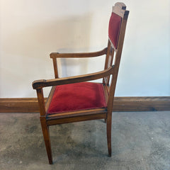 Pair of Early 1900's European Maple Morning Chairs w/ Floral Marquetry Detail, Sku 033776