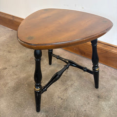 L. Hitchcock Brand Wood Tri Leg Stool Black, Gold and Natural Finish with Stencil Detail, Sku 033770
