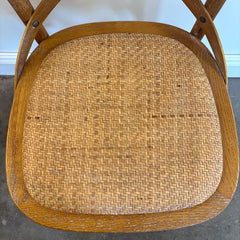 Set of 6 Total Chairs, 4 Bent Wood Cross Back Counter Stools & 2 Round Top Stools, Sku 033850