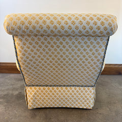 Custom Upholstered Armchair, Yellow & Cream Batik Pattern, Sku: 033546