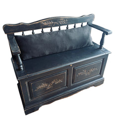Athens Table Co. Colonial Style Oak Storage Bench, Distressed Finish, Sku: 033746