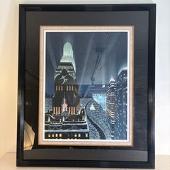 Original Framed Serigraph by Robert Hoppe, "Rooftop", Sku 033753