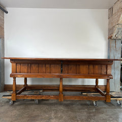 Oval Oak Dining Table, Black Iron Detail, 2 Drawers on Both Ends, SKU: 033095