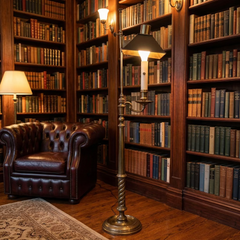 Chapman Floor Lamp, 1975, Candlestick Style, Square Black Shade, Adjustable, Sku 034074