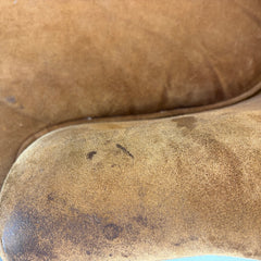 Set of 4 Brown Suede Armchairs w/ Casters, Sku 033849
